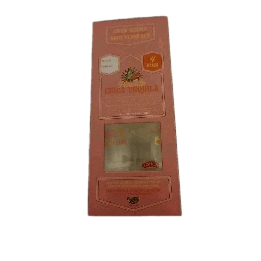 Picante Chica Tequila Gift Set 4 Pairs Socks Size 5-10 + 2-2oz Shot Glasses NWB‎